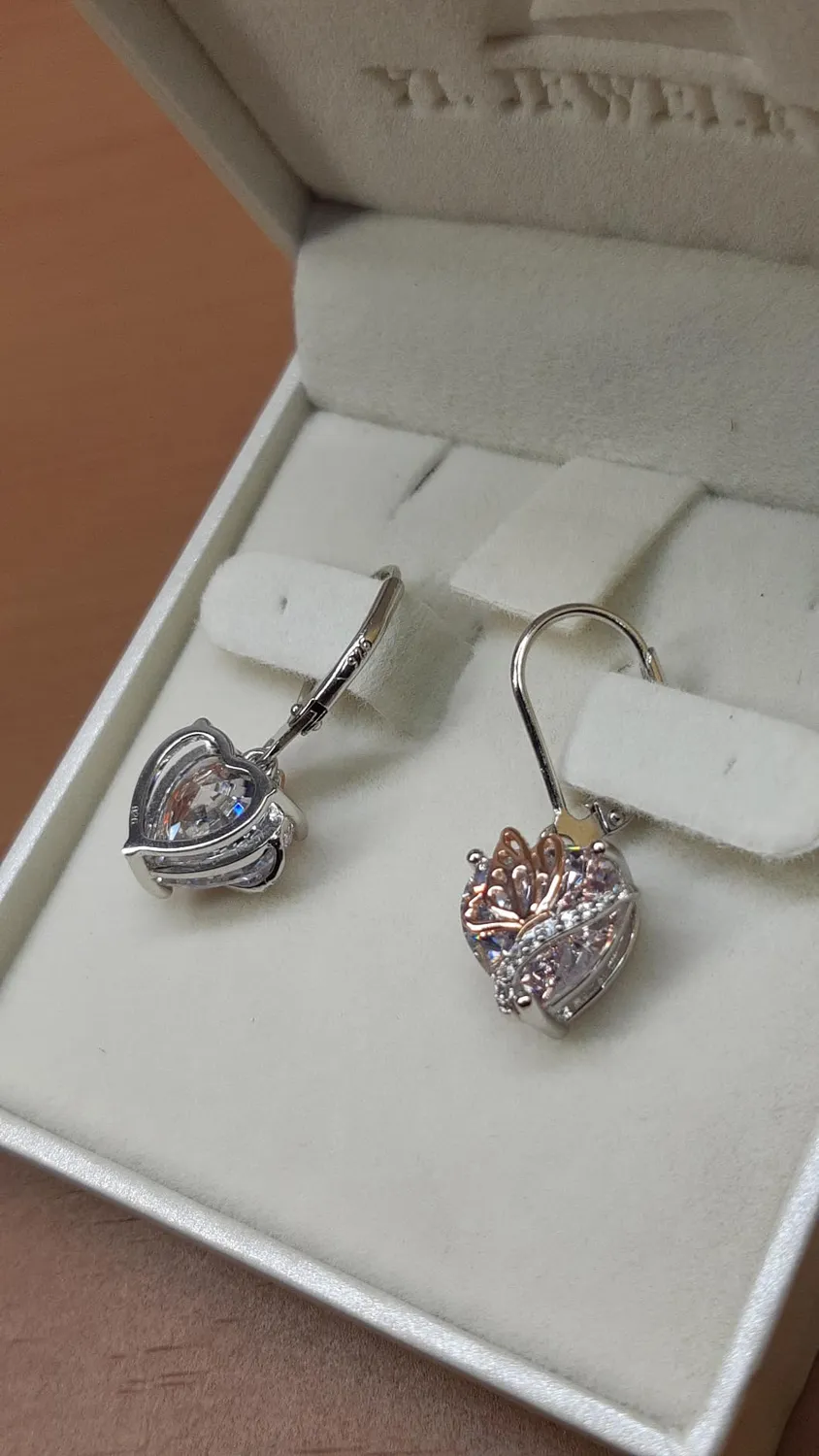 YL Cuore Farfalla orecchini argento 925 aprile