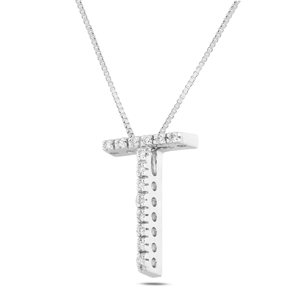 Sinico Letters Lettera Grande T Collana oro bianco 42 cm