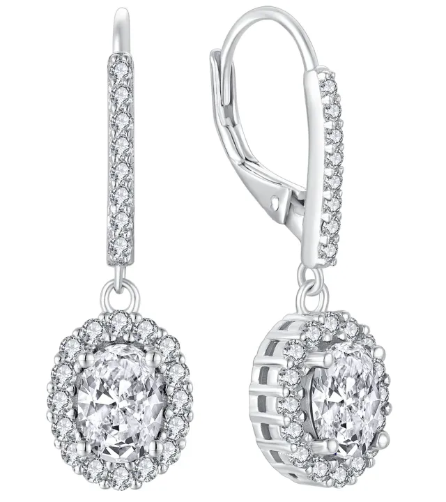 YL Ovale orecchini argento 925 zirconia cubica aprile