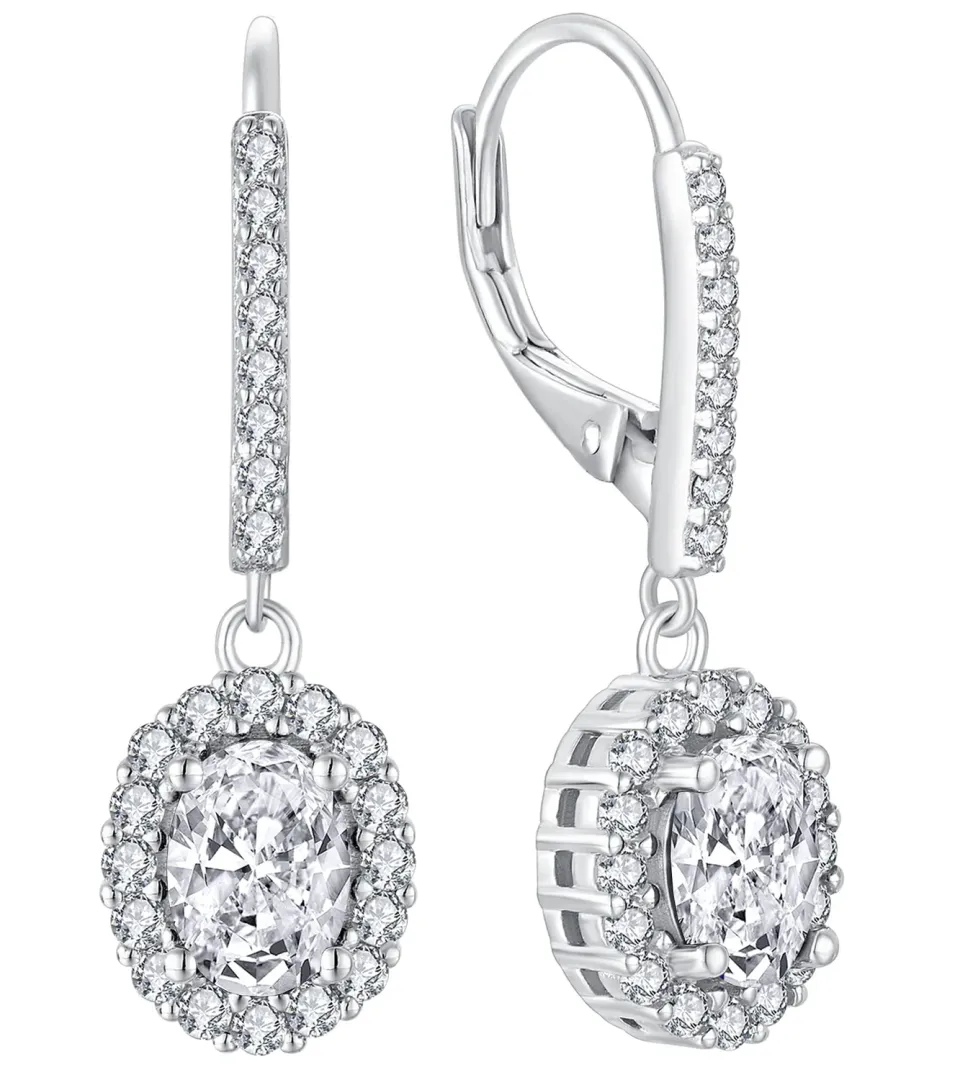 YL Ovale orecchini argento 925 zirconia cubica aprile