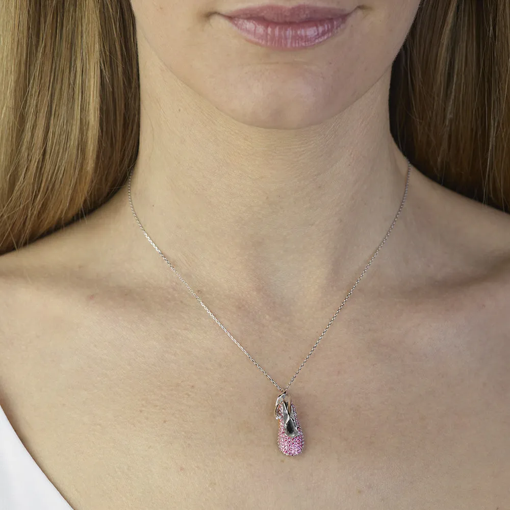 Sinico Dance scarpetta collana oro bianco zirconia rosa