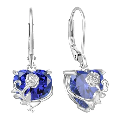 YL Cuore Orecchini Argento 925 Farfalla Rosa