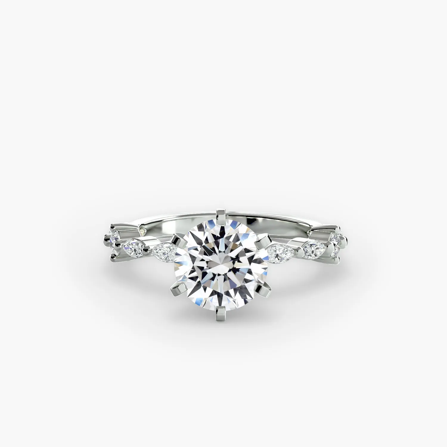 SINICO Eternity Pavé anello solitario oro bianco 18Kt tondo
