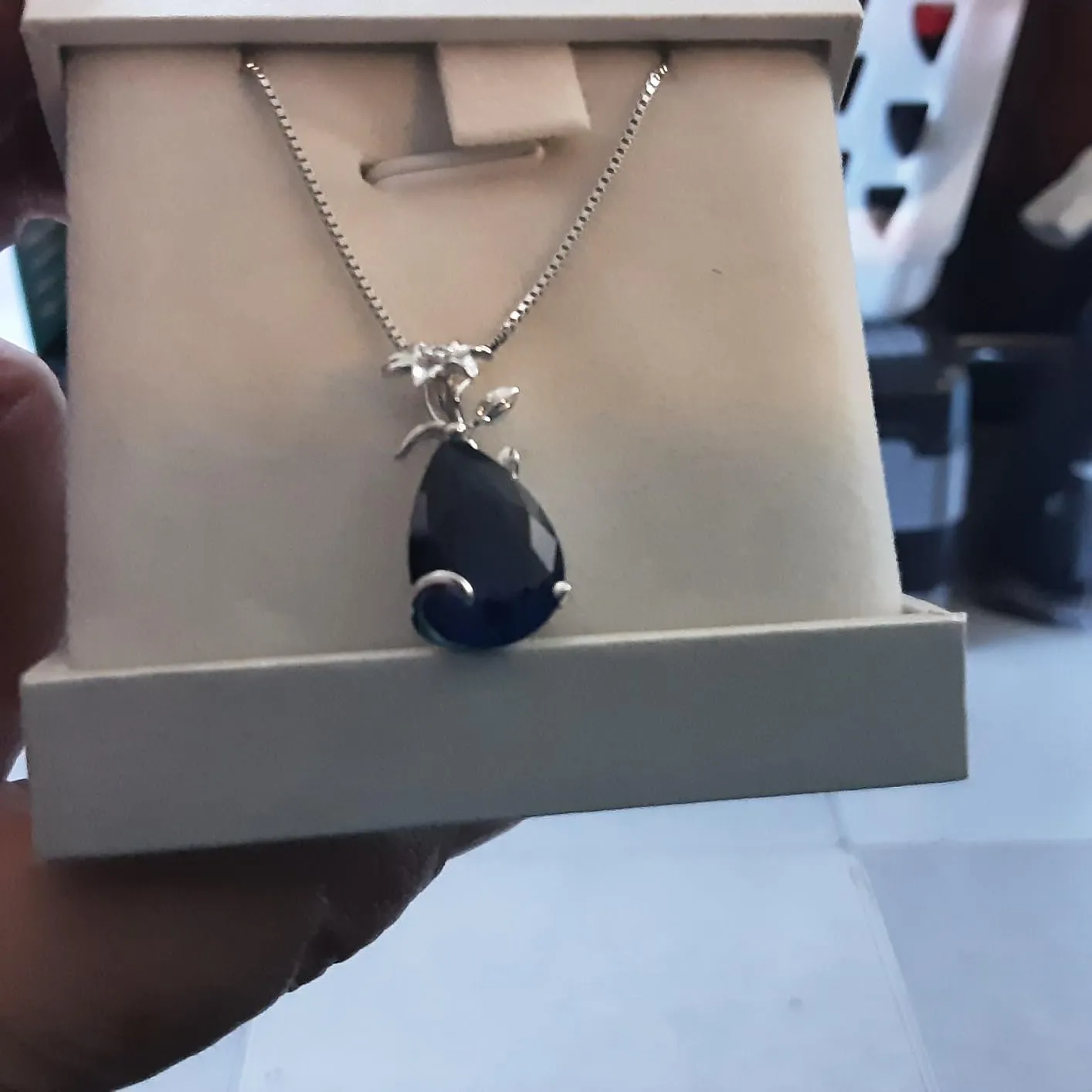 YL Giglio collana argento 925 pietra pera