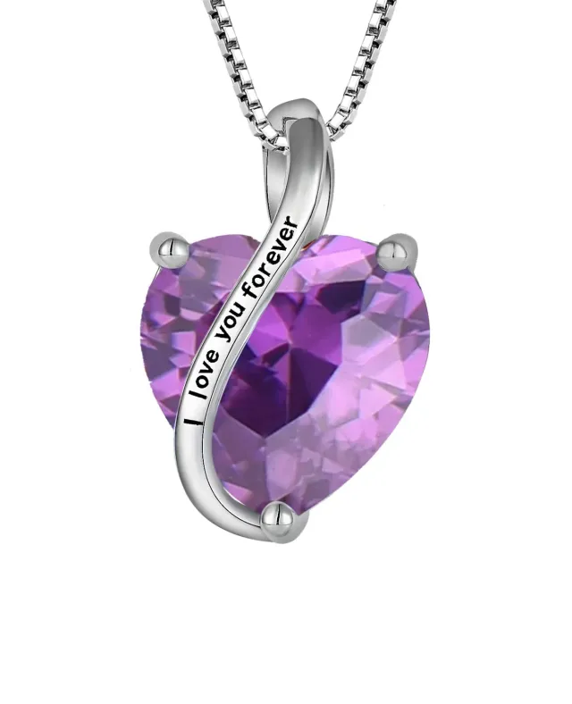 YL Cuore Mamma Collana Argento 925 Ametista Febbraio