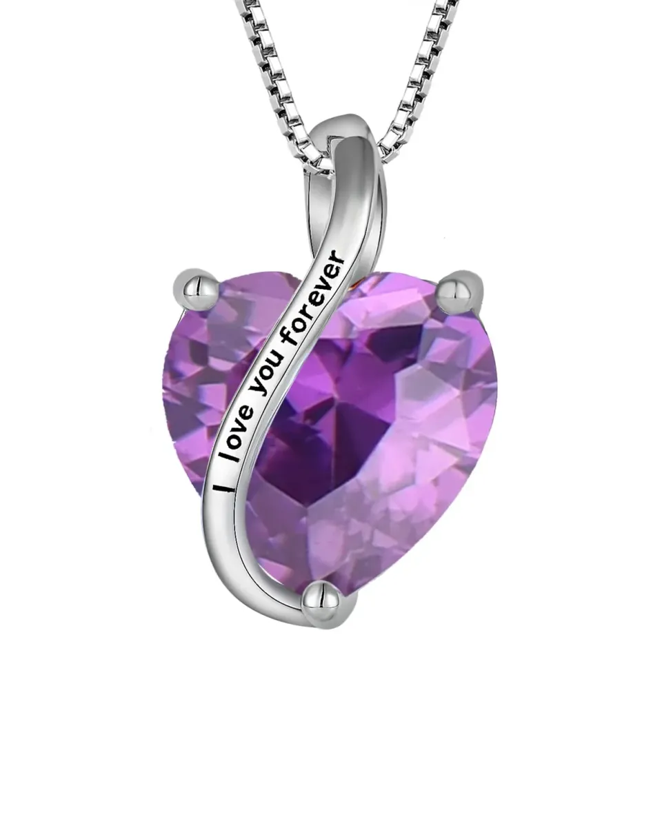 YL Cuore Mamma Collana Argento 925 Ametista Febbraio