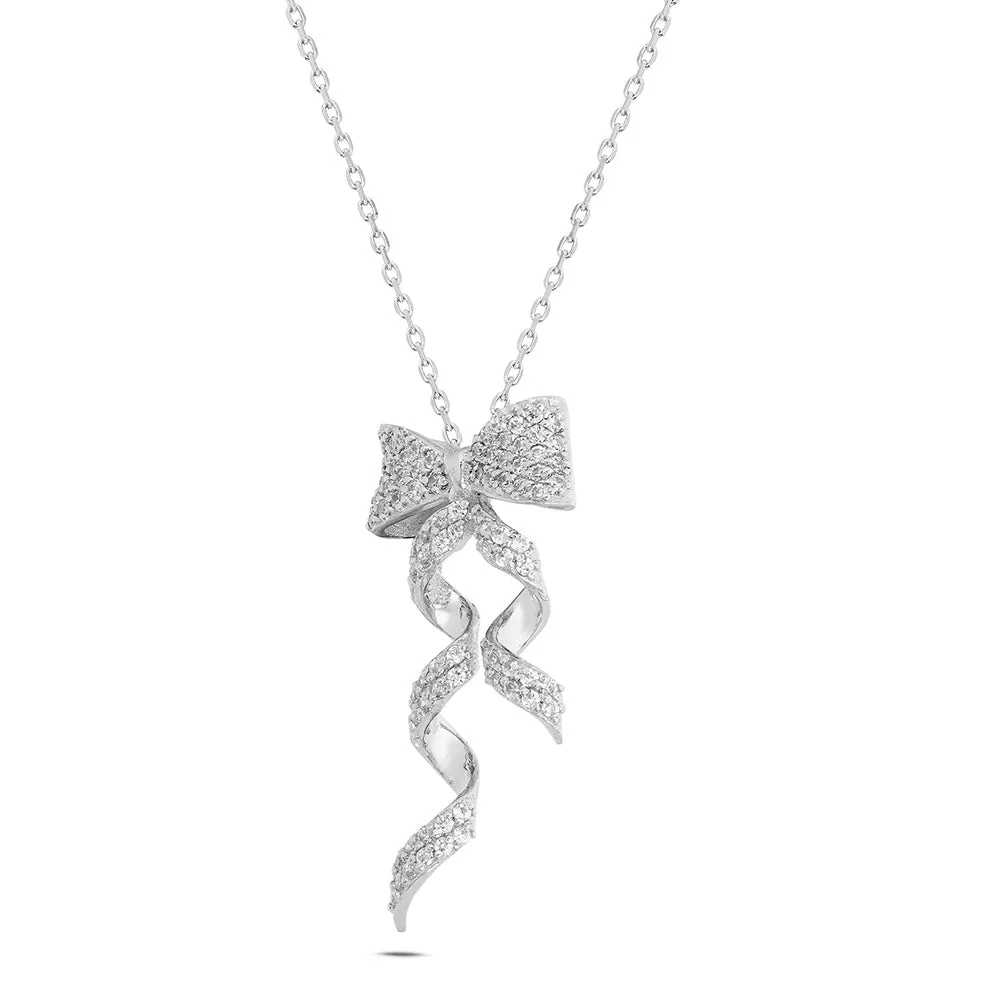 Sinico Dance Fiocco Collana Oro Bianco Zirconia 42 cm