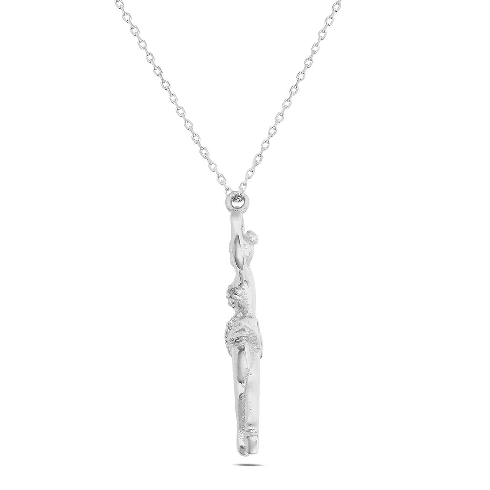Sinico Dance Ballerina Grande Collana Oro Bianco 42 cm Zirconi