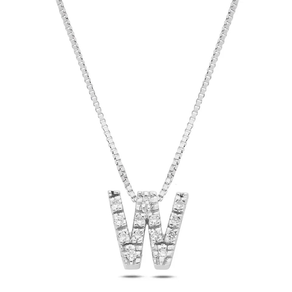 Sinico Letters W Piccola collana oro diamanti