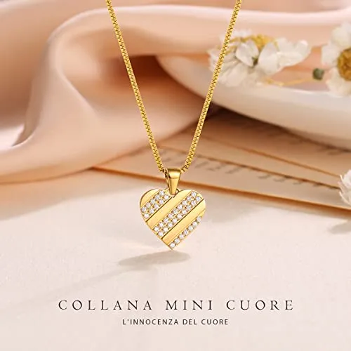 CDE Collana Cuore Zirconia Oro Donna Bambina