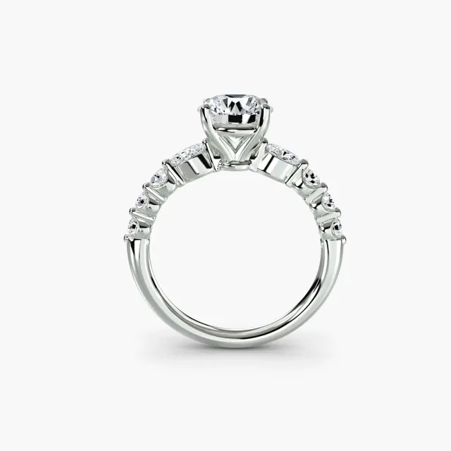 SINICO Tiered Accent Ring anello solitario oro bianco
