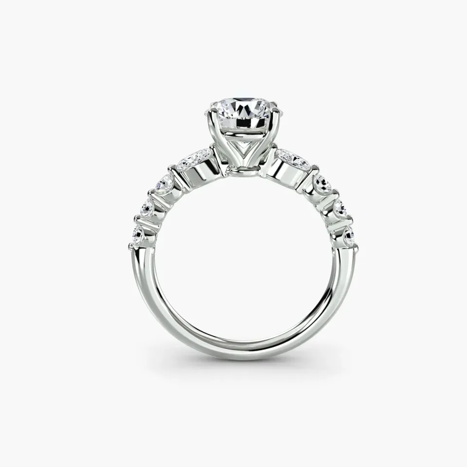 SINICO Tiered Accent Ring anello solitario oro bianco
