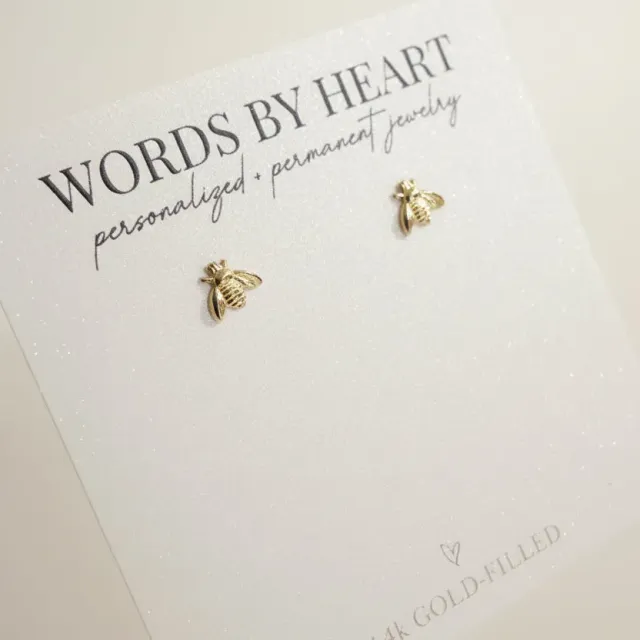 WordsByHeartCo Honeybee orecchini a lobo argento 925 ape piccola