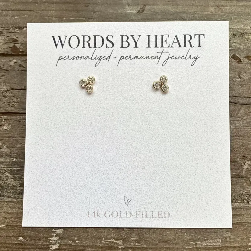 WordsByHeartCo CZ Cluster orecchini lobo gold filled zirconi