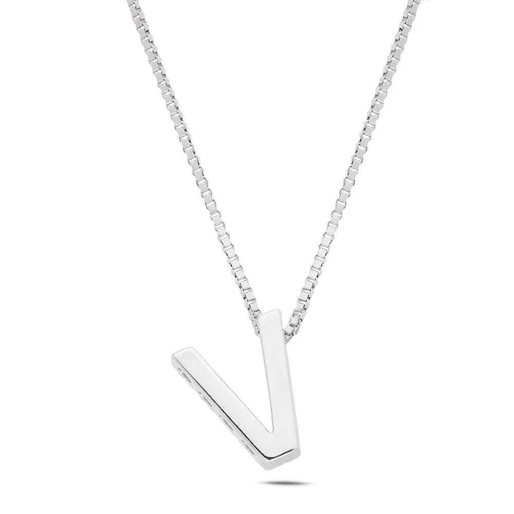 Sinico Letters V Collana Oro Bianco 18Kt Diamanti 42 cm