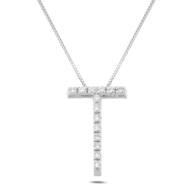Sinico Letters Lettera Grande T Collana oro bianco 42 cm