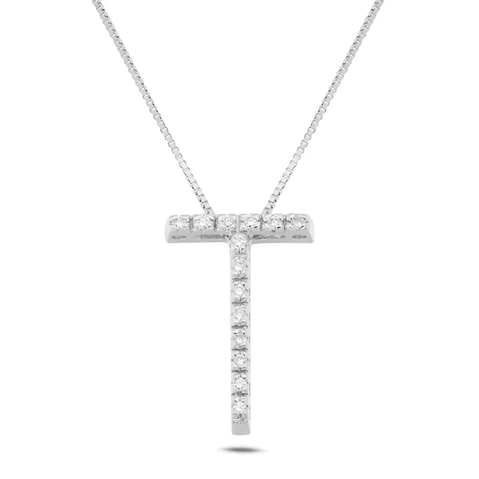 Sinico Letters Lettera Grande T Collana oro bianco 42 cm