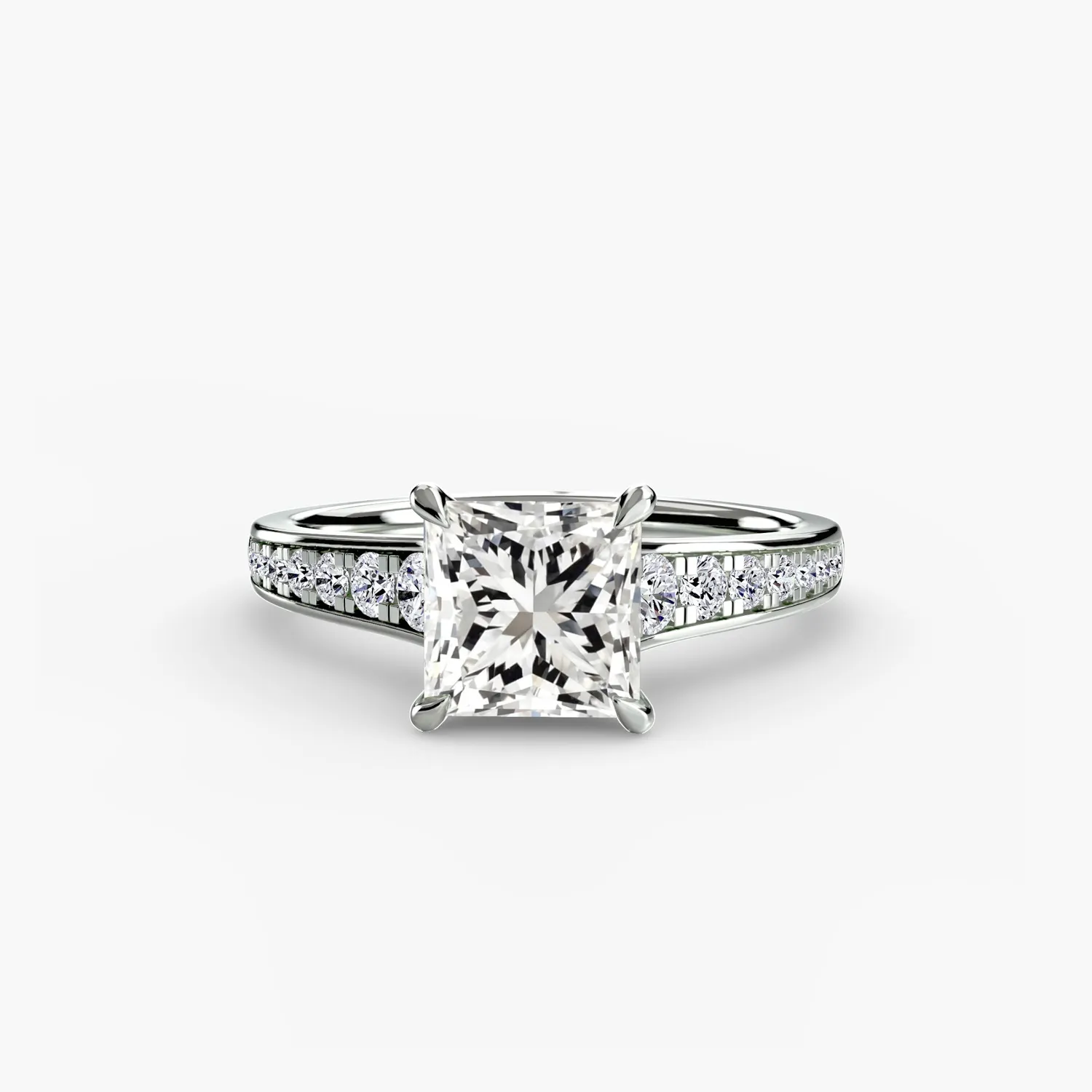 Sinico Solitaire Pave 7 anello oro bianco 14Kt pavé