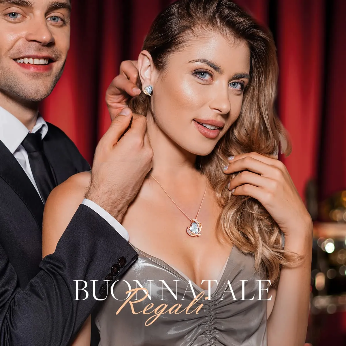 CDE Orecchini Bottone Cuore Oro Rosa Placcato 18 Kt