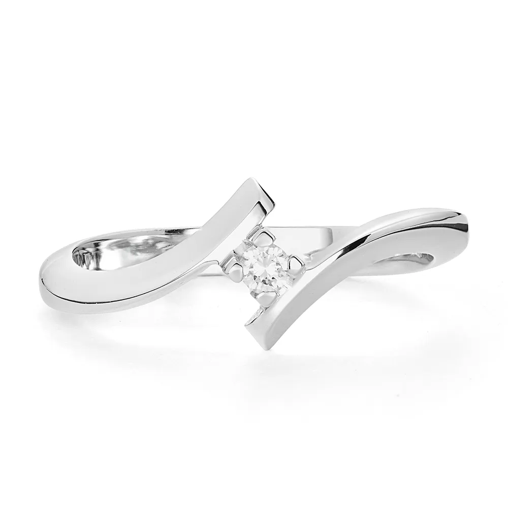 Sinico Promesse anello contrarié oro bianco 0,05 ct