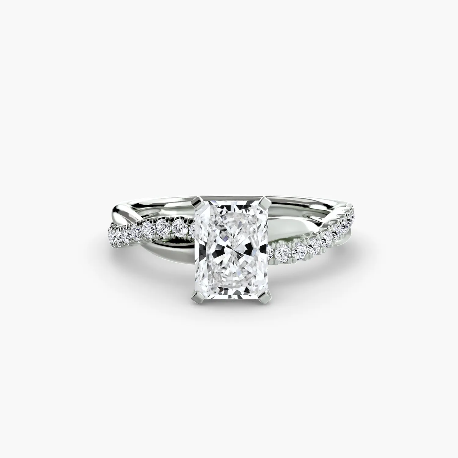 Sinico Emerald Twist Pavé anello oro bianco 14Kt