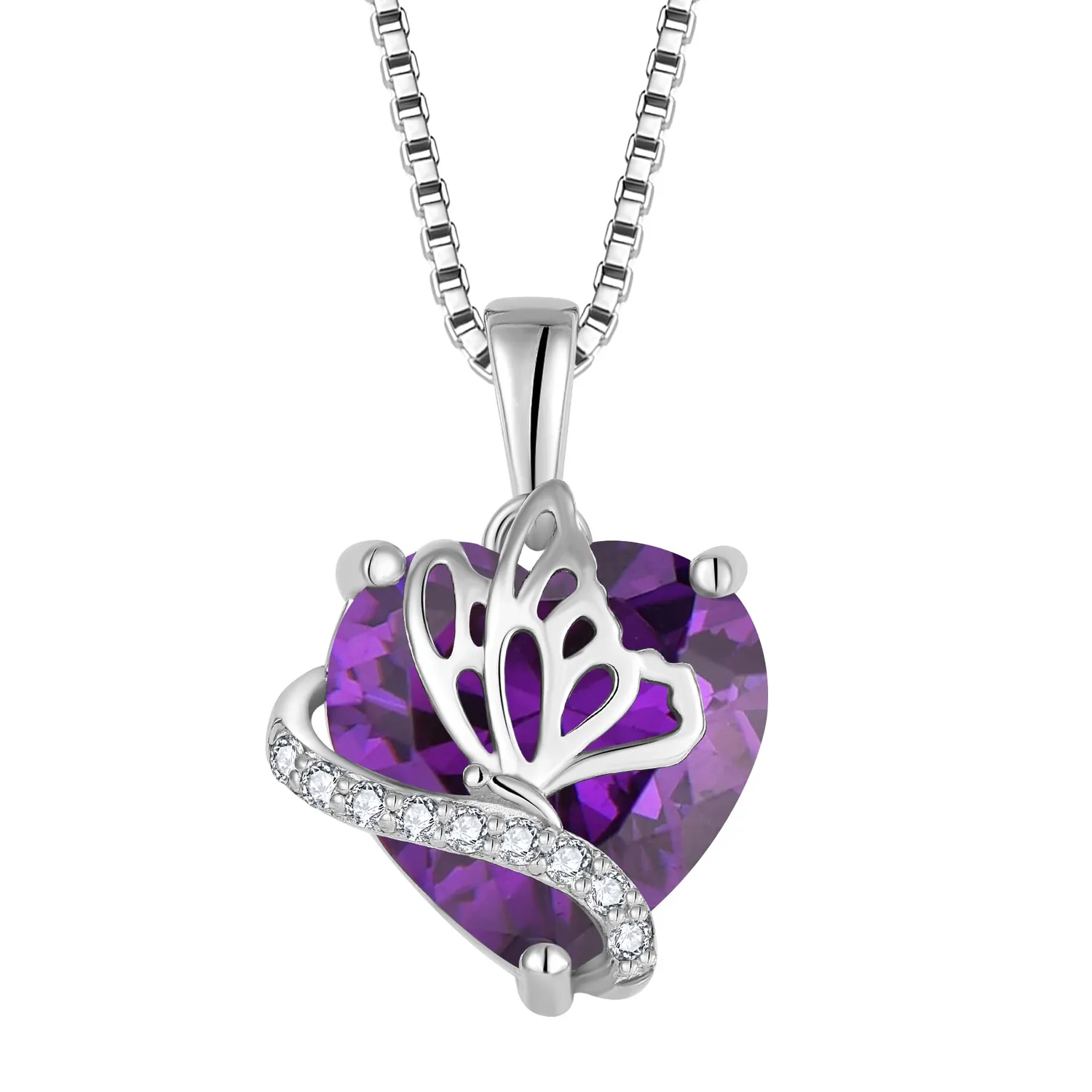 YL Farfalla Cuore collana argento 925 rubino luglio