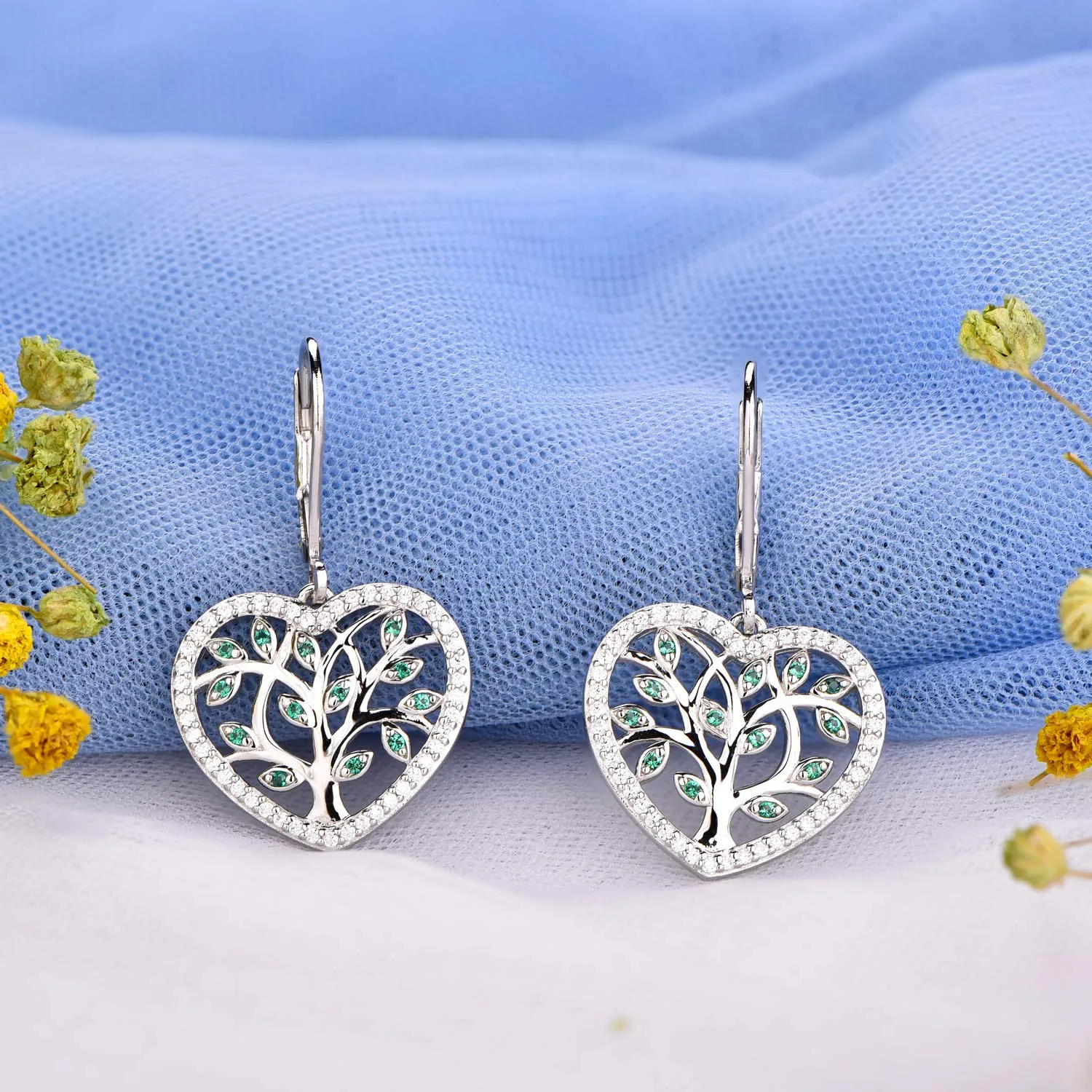 YL Albero della Vita Orecchini Argento 925 Verdi