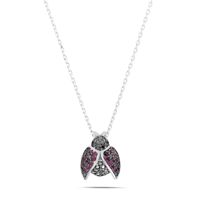 SINICO Good Luck Coccinella collana oro bianco rubini 42cm