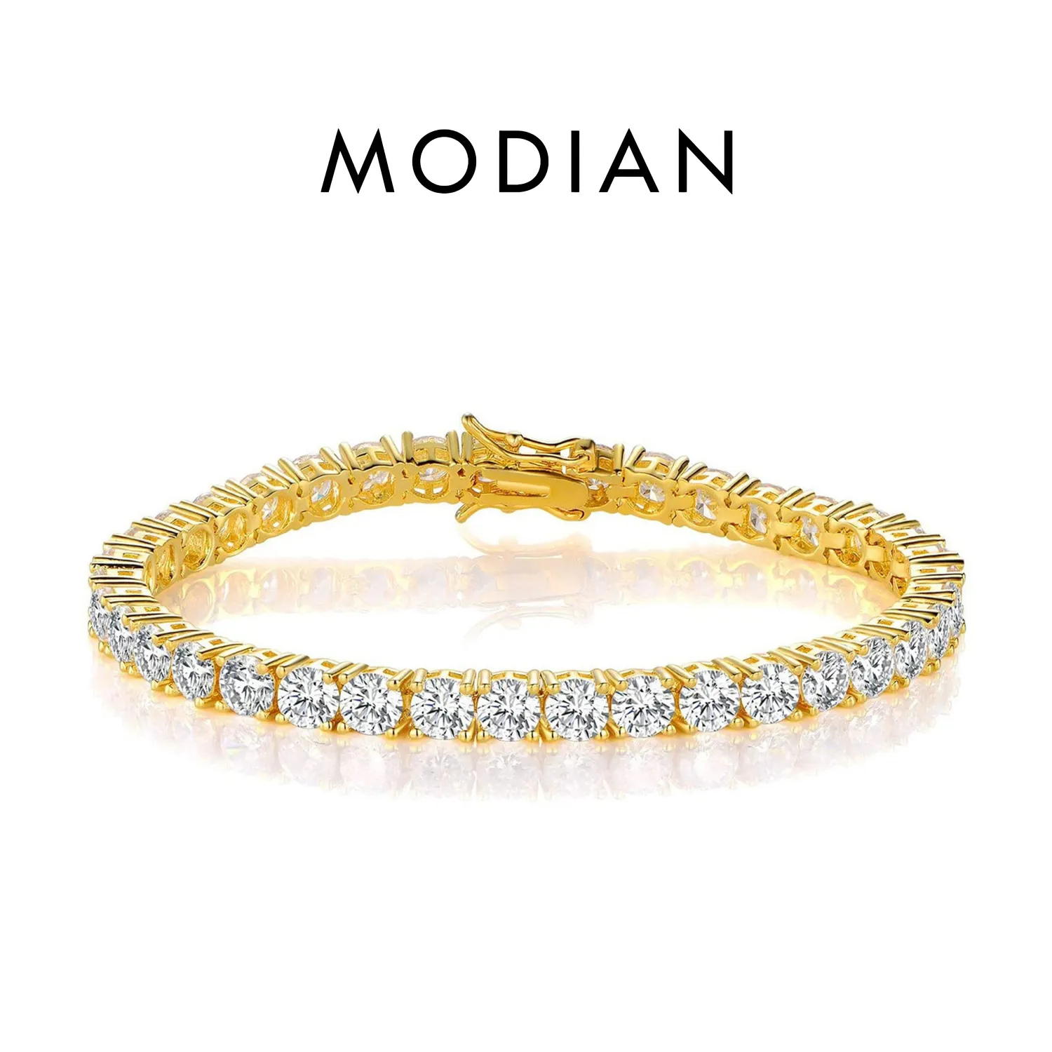 MODIAN Moissanite Tennis bracciale argento 4 mm 18 cm