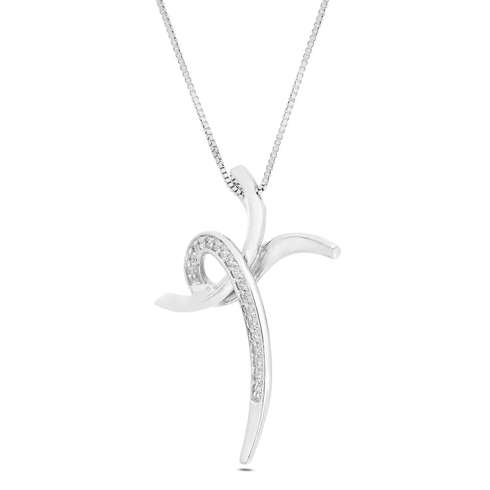 Sinico Mistica Croce collana oro bianco 42 cm diamanti