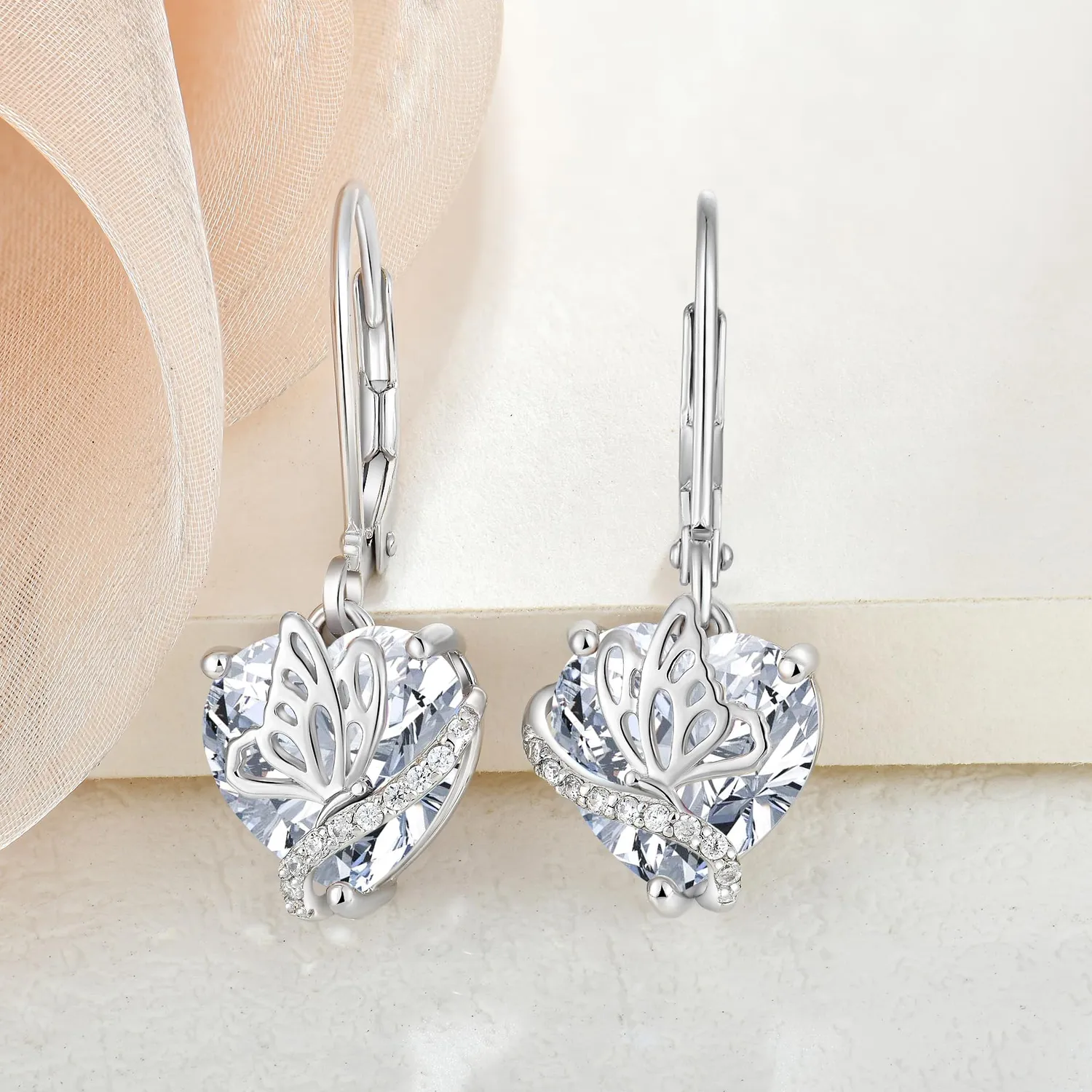YL Cuore Farfalla orecchini argento 925 pietra nascita