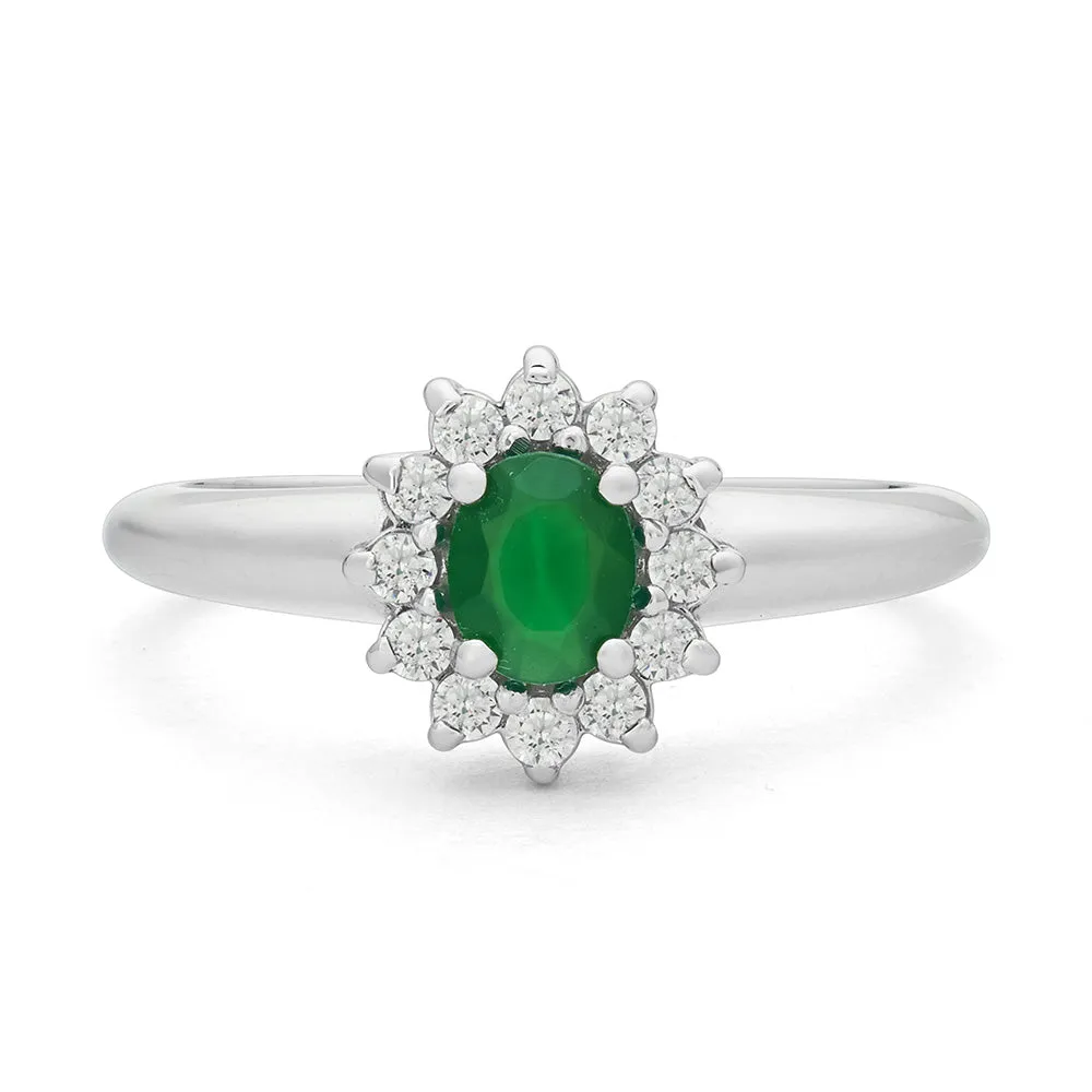 Sinico Kate mini anello oro bianco agata verde