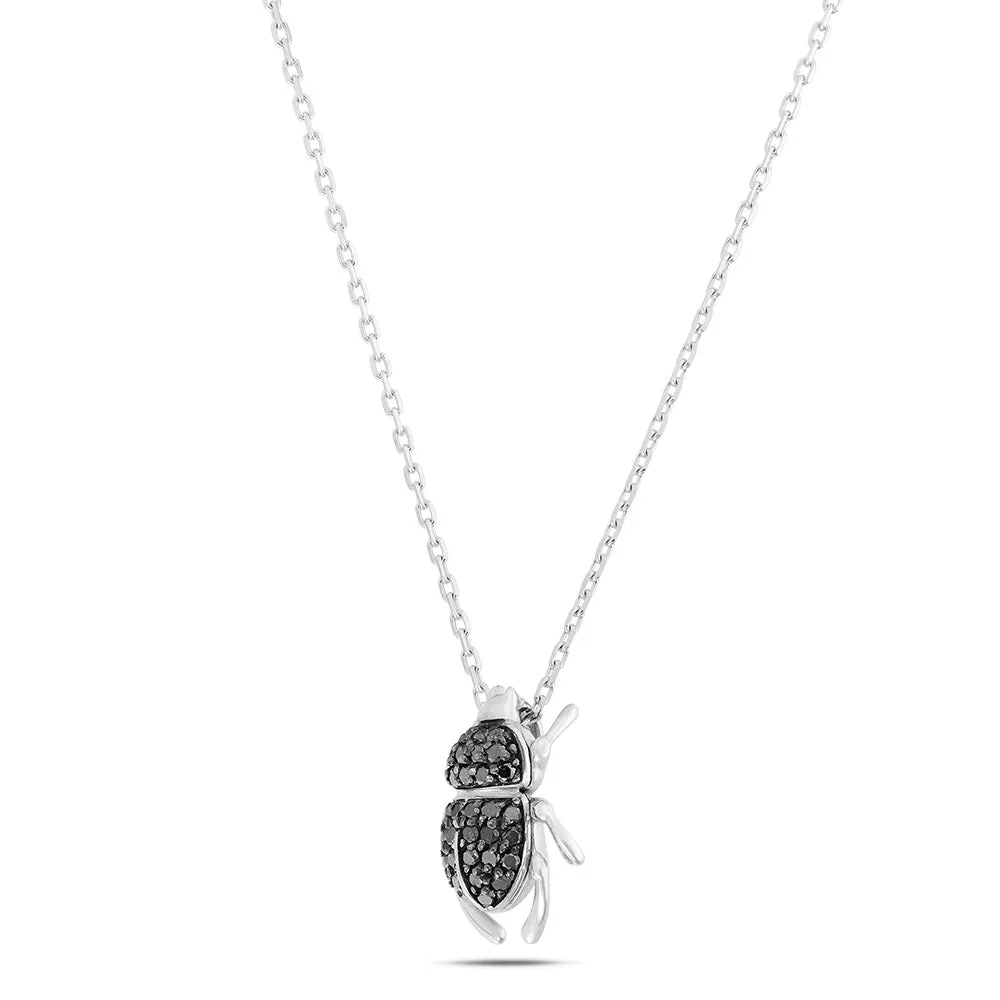 Sinico Good Luck Scarabeo collana oro diamanti neri 42 cm