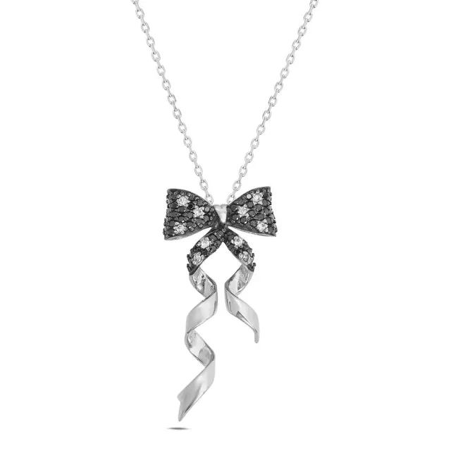 Sinico Dance fiocco collana oro bianco zirconia neri bianchi