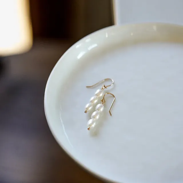 WordsByHeartCo Ana orecchini perle acqua dolce oro 14kt pendenti