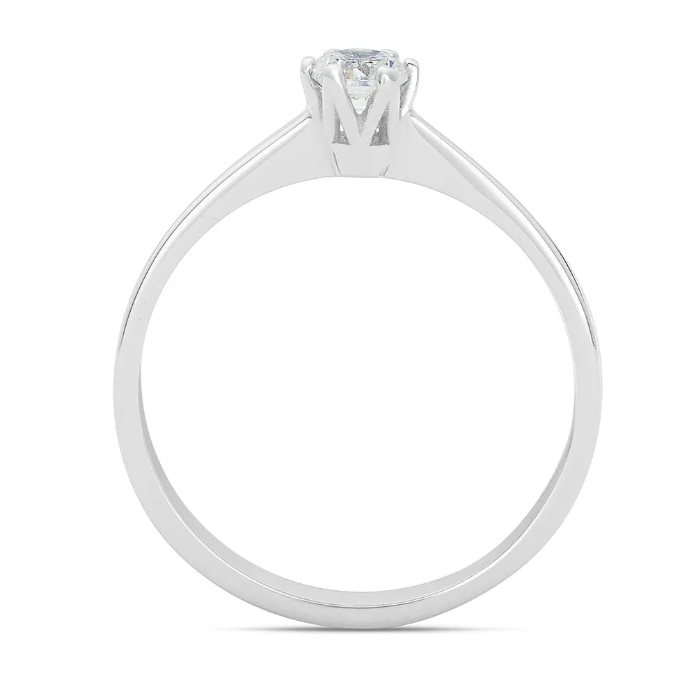 Sinico Solitario 6 punte anello oro bianco zirconia