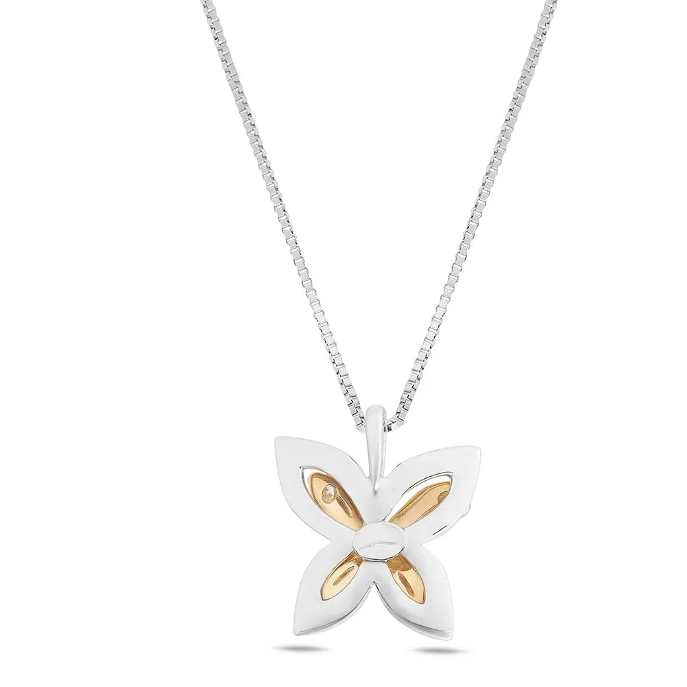 Sinico Coccole Farfalla Collana oro bianco rosa diamanti