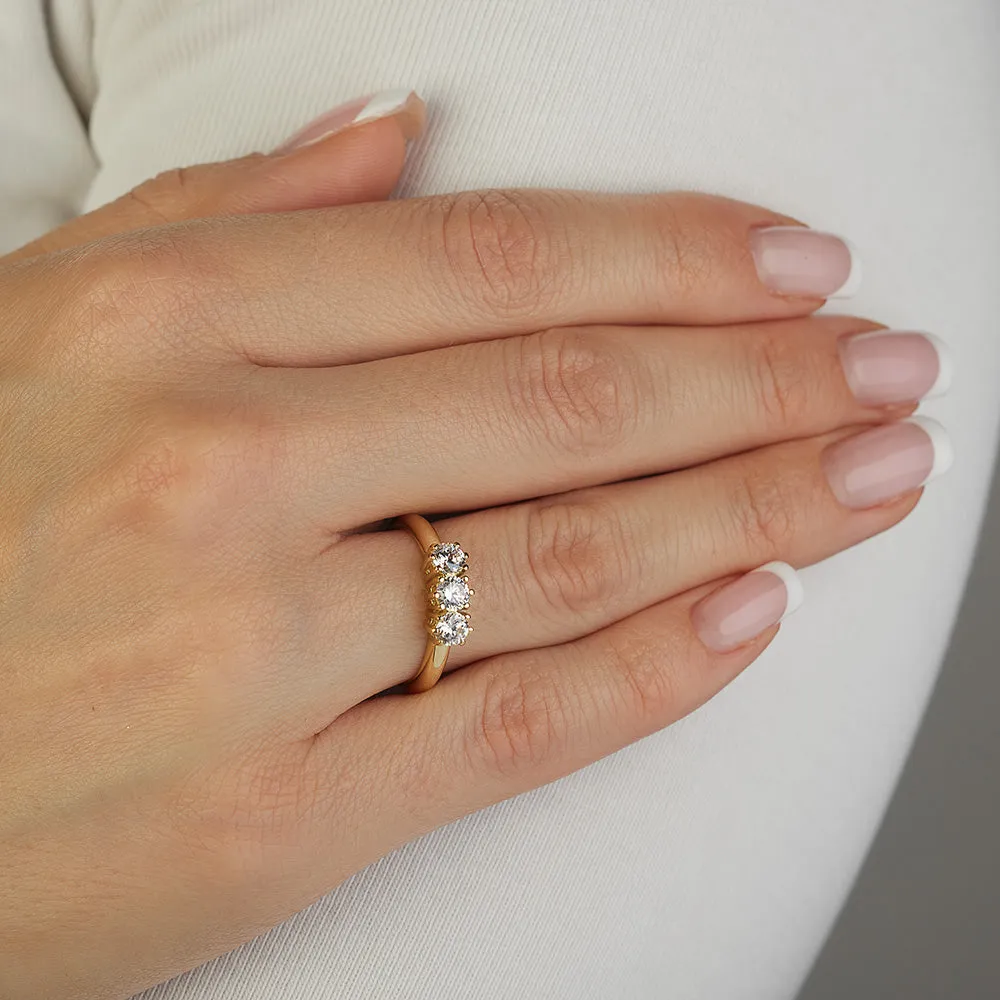 Sinico Trilogy classico anello oro giallo zirconia bianchi