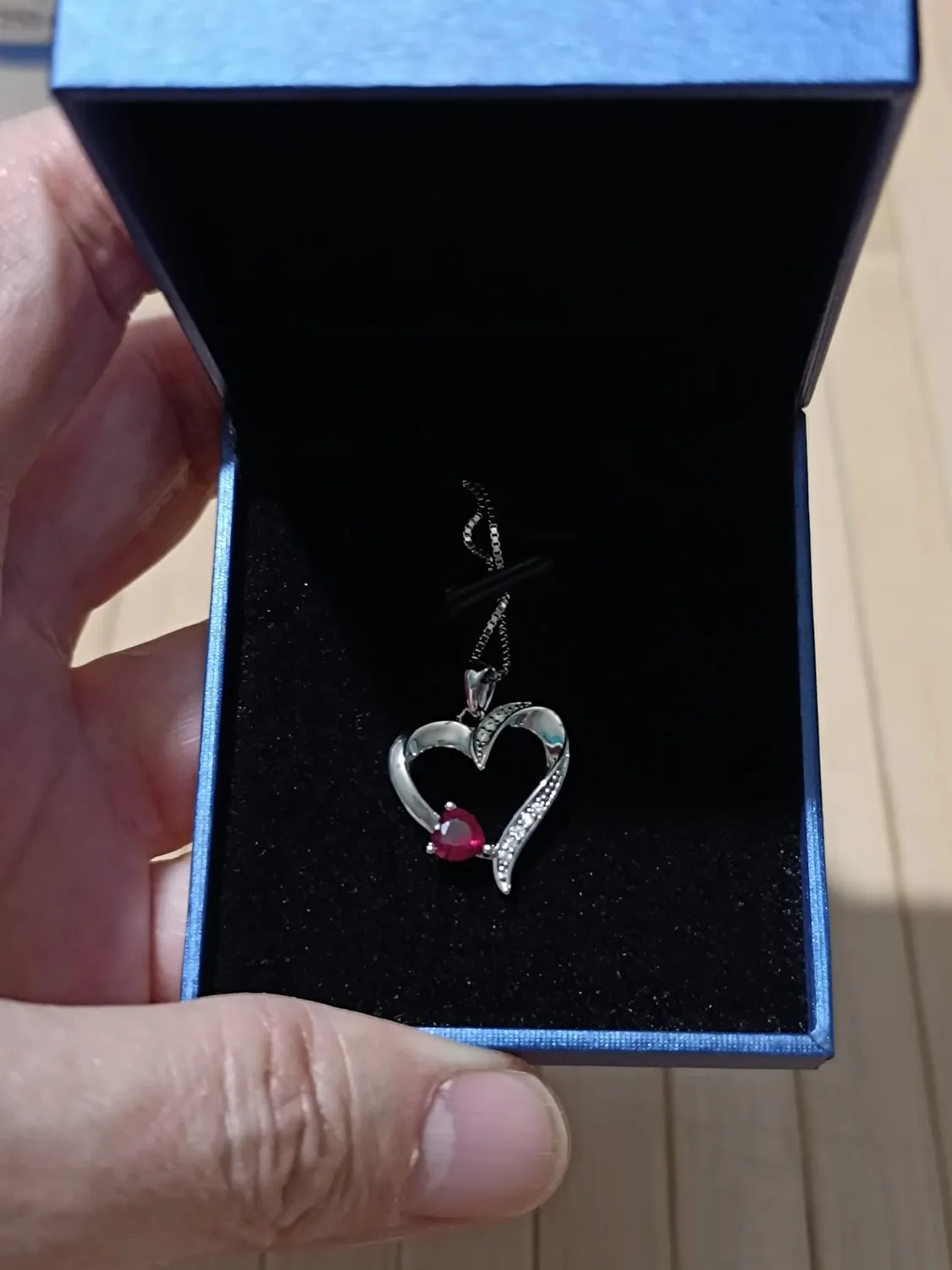 YL Doppio Cuore collana argento 925 rubino luglio