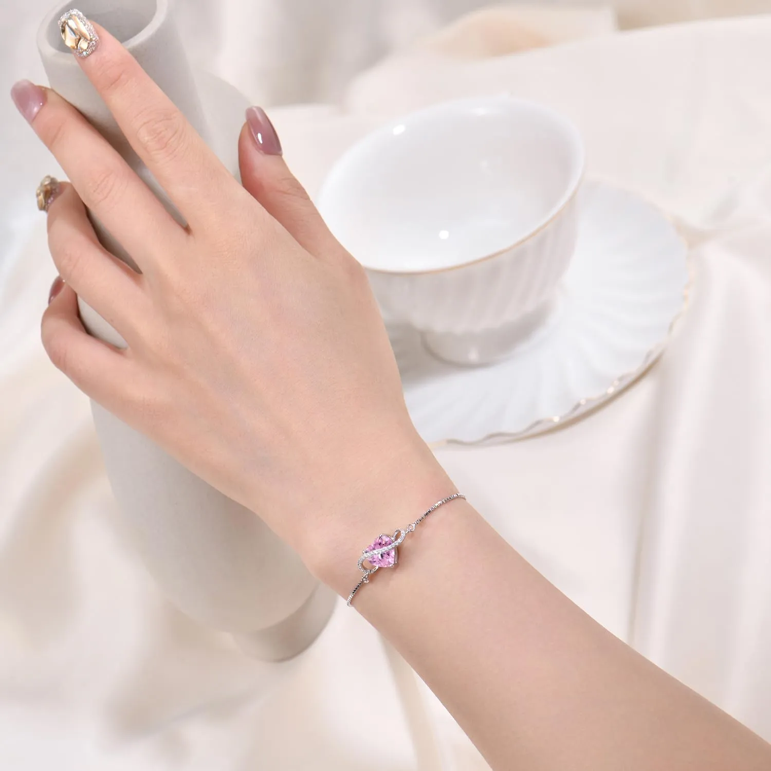 YL Bracciale Cuore Infinito Argento 925 Tormalina