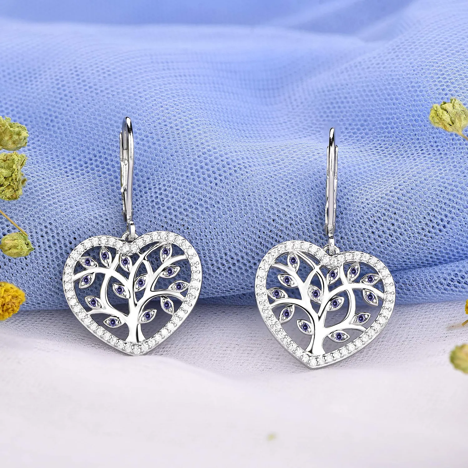 YL Albero della Vita Orecchini Argento 925 Verdi