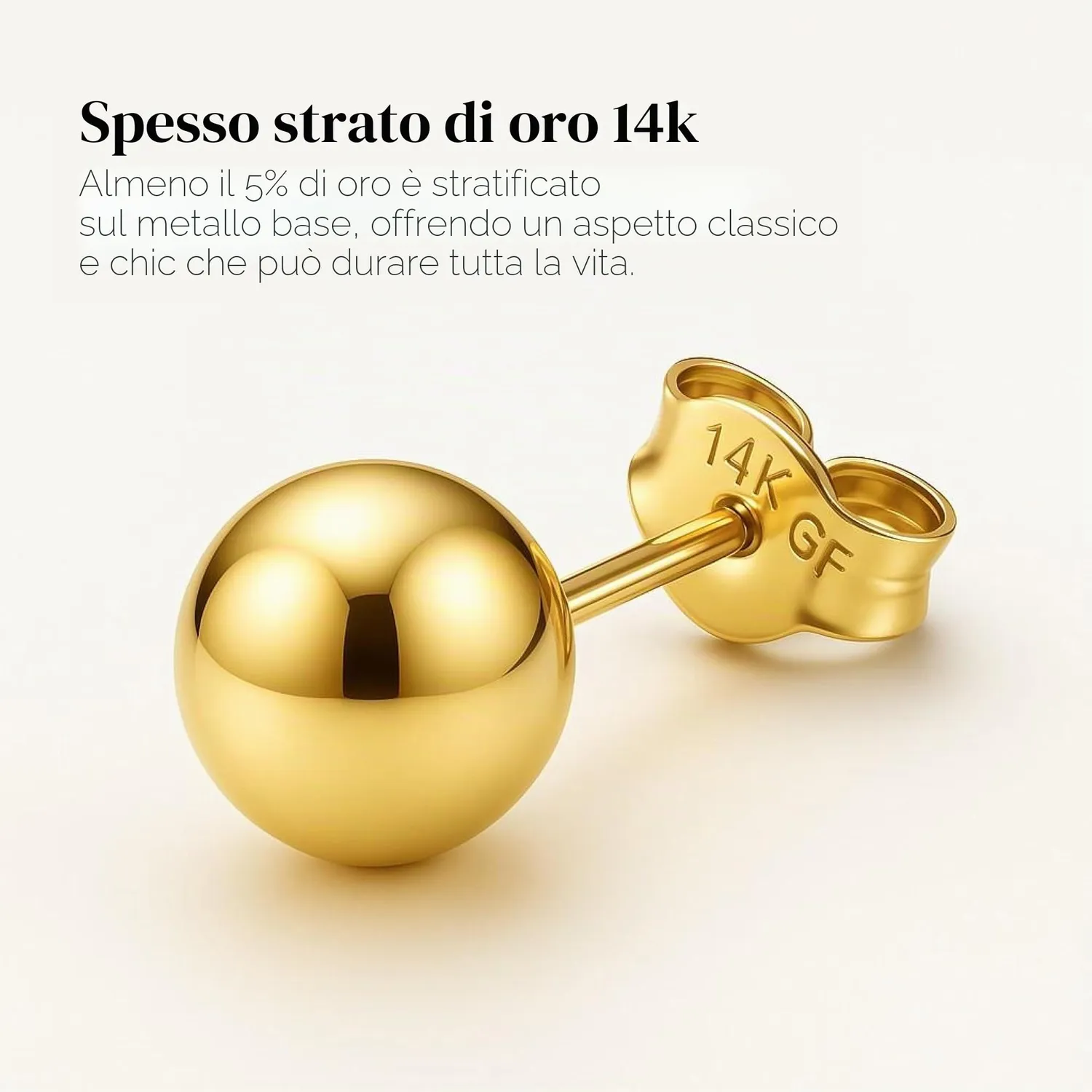 KEZEF Sfera orecchini oro 14K 4 mm punto luce