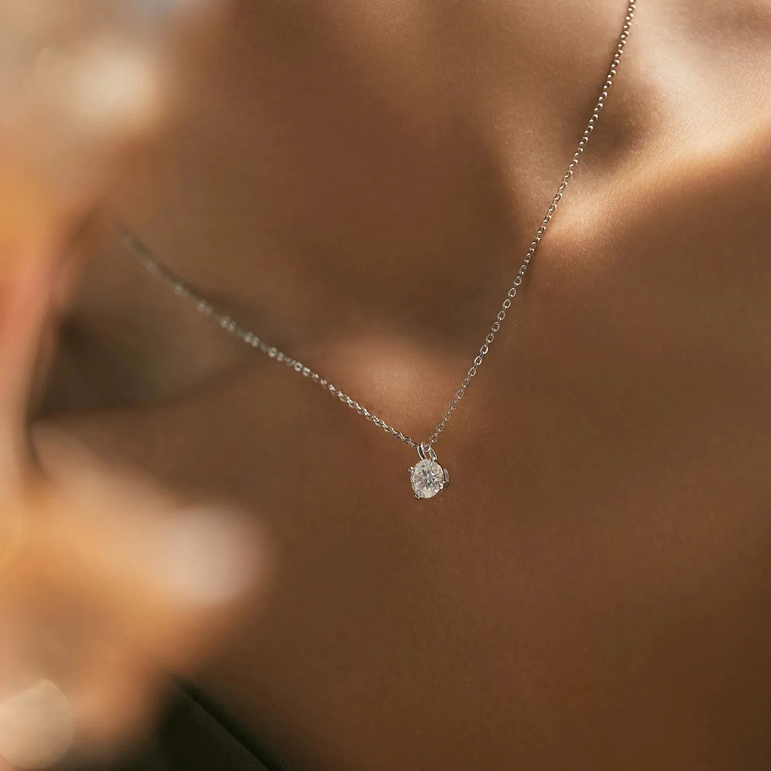 MODIAN Moissanite 1 Carat Prong Setting collana argento 925