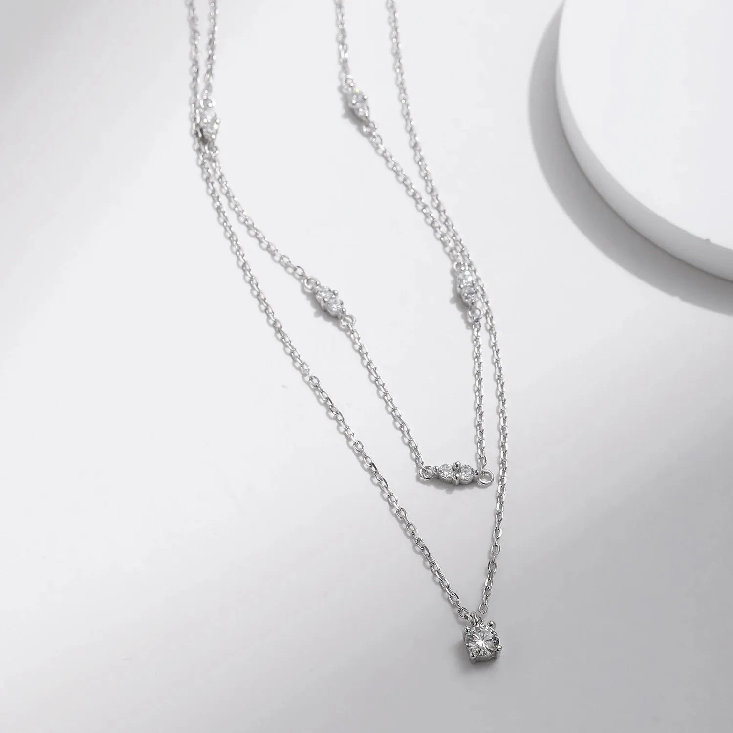 MODIAN Moissanite Double Layer collana argento 925 0,30 ct