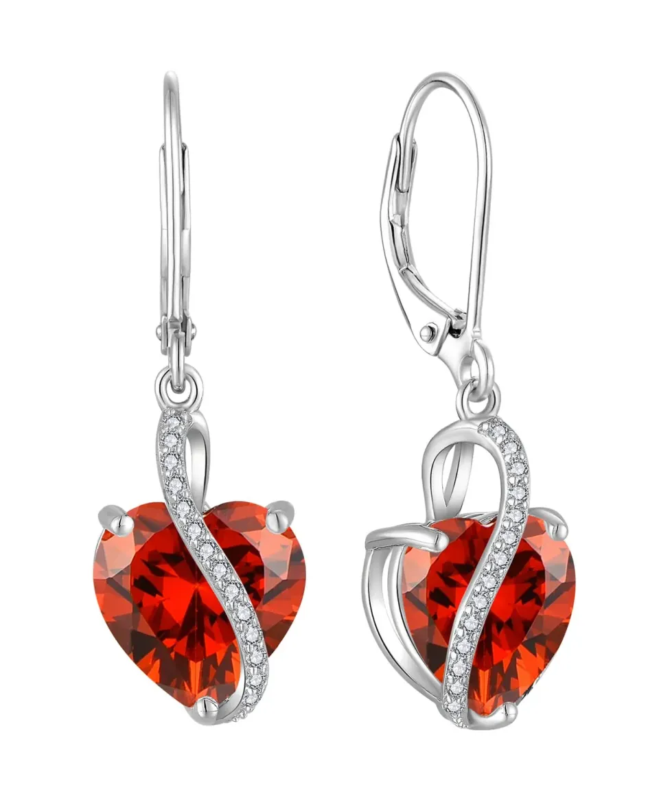 YL orecchini cuore argento 925 zirconia birthstone