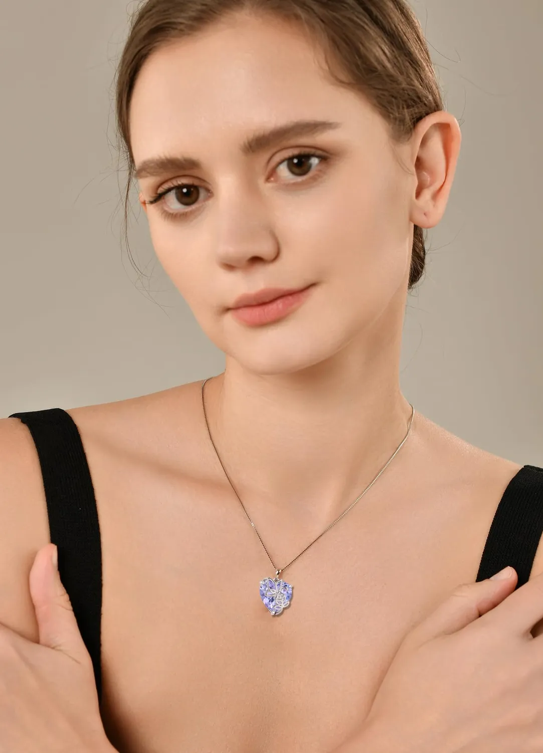 YL Cuore Rosa Farfalla collana alessandrite giugno argento 925