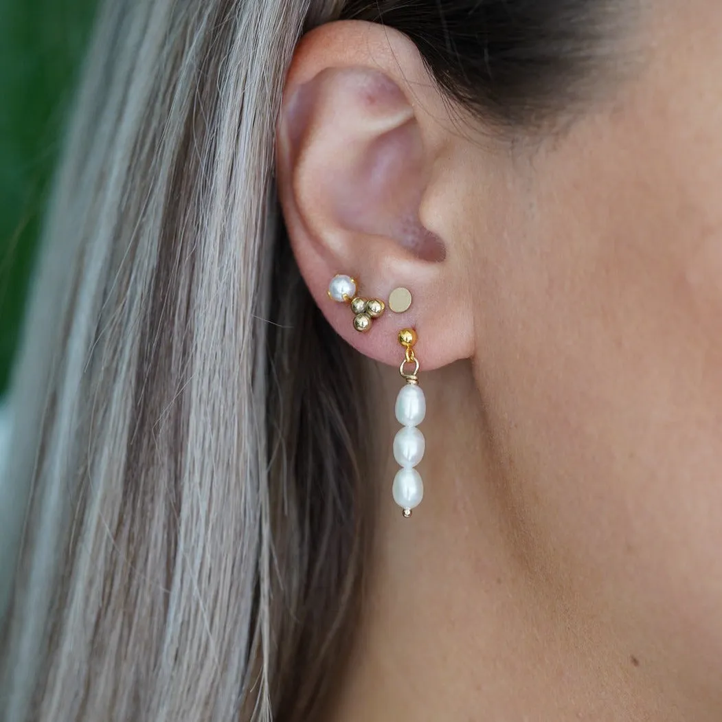 WordsByHeartCo Ana orecchini perle acqua dolce oro 14kt pendenti