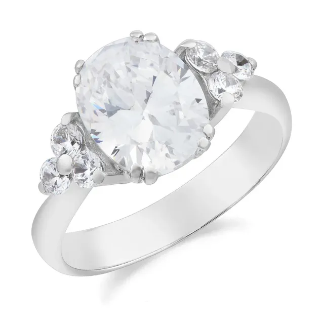 Sinico Classic anello oro bianco zirconi bianchi ovale