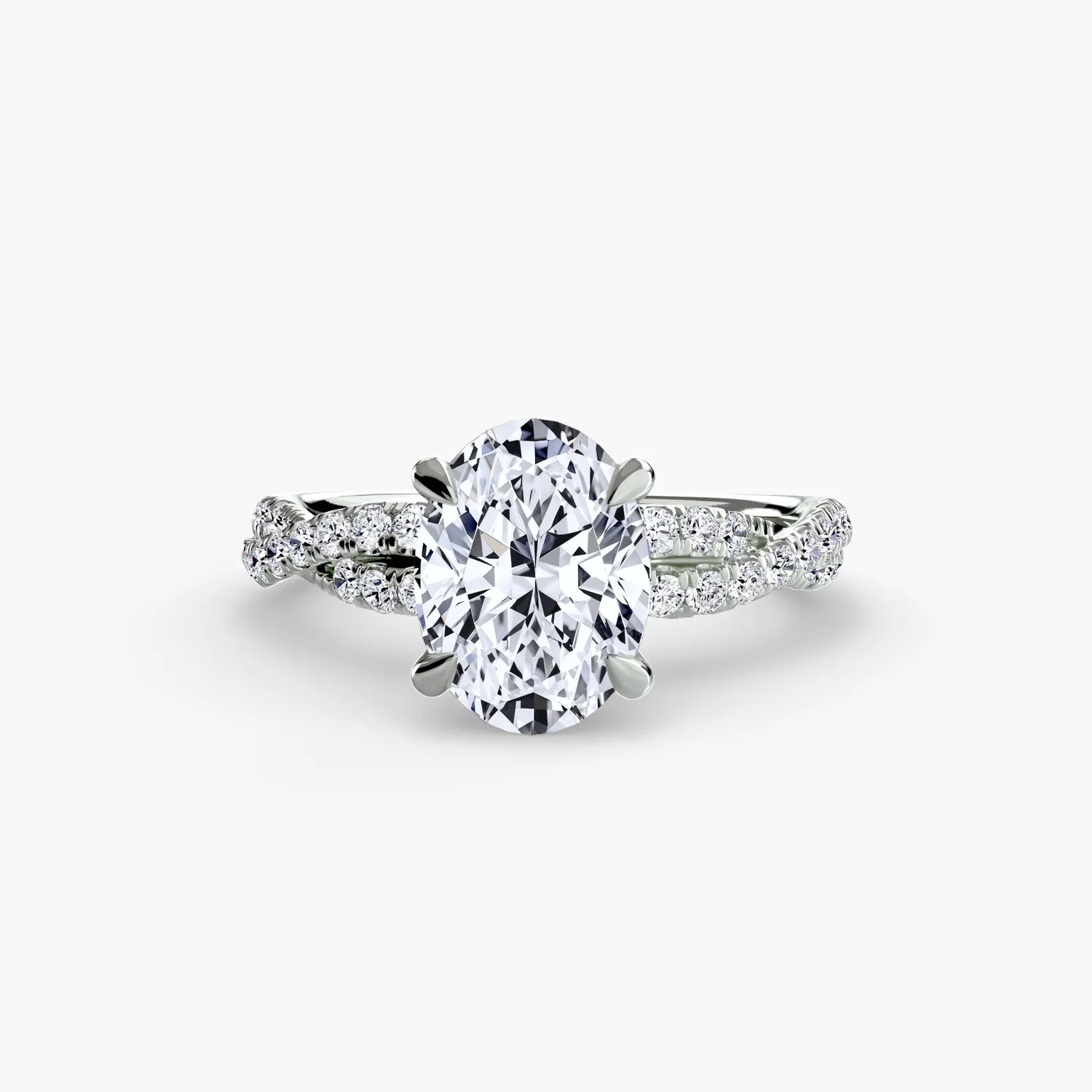 Sinico Twisted Pavé anello solitario oro bianco 14Kt