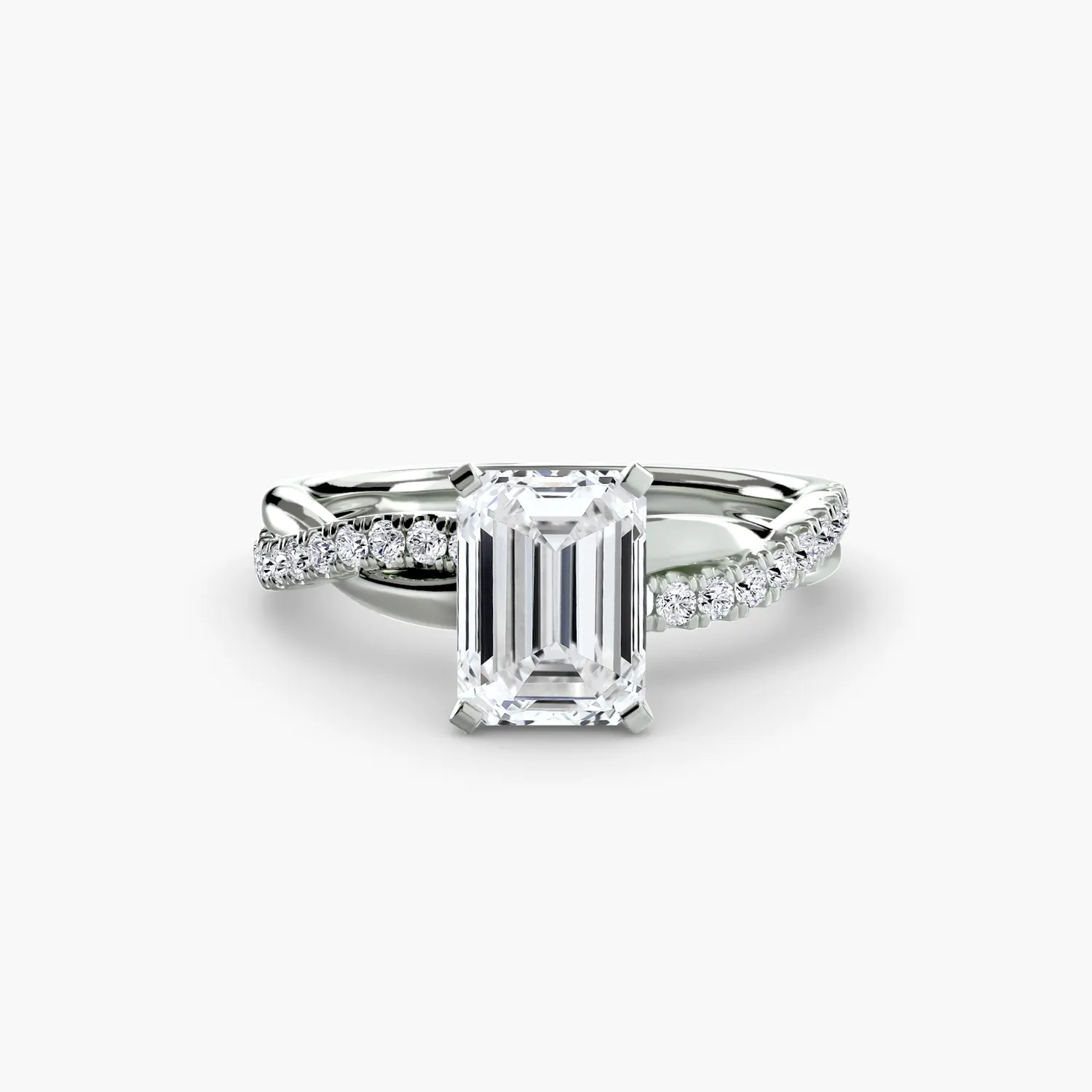 Sinico Emerald Twist Pavé anello oro bianco 14Kt